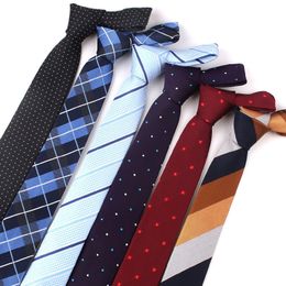 Neck Ties Jacquard Plaid Tie For Men Women Polyester Striped for Wedding Business Adult Suits Skinny Slim Necktie 230605
