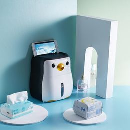 Holders Penguin Toilet Paper Holder Wall Mounted Punch Free Waterproof Plastic Tissue Box Home Bathroom Storage Rack Creative Portable