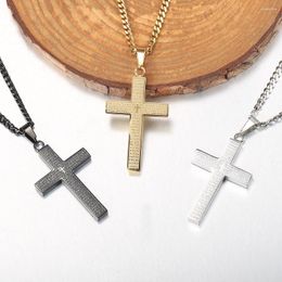 Pendant Necklaces Cross Necklace For Men Women Jesus Christ Charm Gold Colour Black Silver Cuban Chain Religion Jewellery