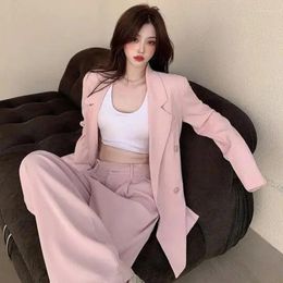 Women's Two Piece Pants Spring Summer Women Blazer Pantsuit Long Sleeve Jacket Set Woman 2 Pieces Female Business Casual Purple Trousers