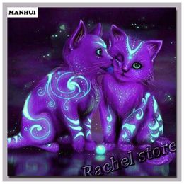 Stitch Diamond Embroidery Diy Diamond Painting Cross Stitch Kits Diamond Mosaic Purple cat Full Square Diamond Embroidery DS264