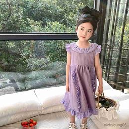 Girl's Dresses Toddler Baby Summer Tank Dress Children Purple Cotton Sundress Sleeveless Clothing Kids Casual for Girls R230607