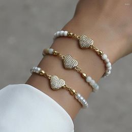 Charm Bracelets 2023 Heart Bracelet Women Pave Zirconia Fashion Temperamental Handmade Beaded For Jewellery Gift