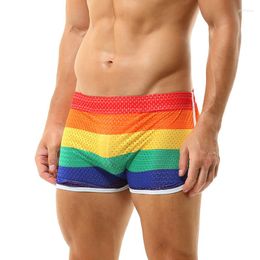 Underpants Passion Rainbow Mens Skirt Dual Purpose Pants Hollow Out Breathable Medium Waist Shorts Sexy Stripe Arro Built In Pouch Boxer