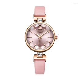 Wristwatches Women's Watch Japan Quartz Elegant Cutting Fashion Simple Hours Bracelet Real Leather Clock Girl's Birthday Gift Julius