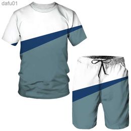 Summer New Printed Patchwork Casual Men's Tees/Shorts/Suit Short Sleeve T-Shirt Couple Sportswear Two Piece Set Casual Tracksuit L230520