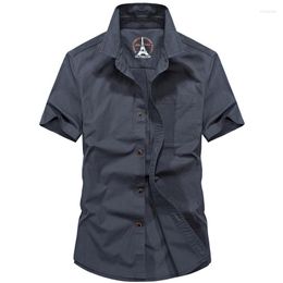 Men's Casual Shirts Overhemd Mannen Men Brand Grey Mens Designer Shirt Short Sleeves 2023 Blouse Camisetas Hombre