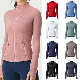 Lu Align Define Yoga Woman Jacket Langarm Sportmantelübung Outdoor -Fitnessjacken Solid Reißverschluss up Sportswear Schnell trockener Fitnessstudio Aktivkleidung