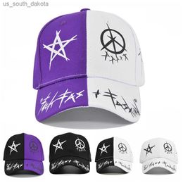 Custom Graffiti Baseball Caps Purple and White Patchwork Men Women Hip Hop Cap Fashion Sun Hat Casual Buckle Hats Snapback L230523
