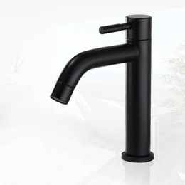 Bathroom Sink Faucets Black Faucet Counter Single Cold Water Tap Stainless Steel Basin Hole Tapware