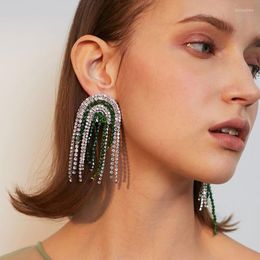 Stud Earrings Women Hiphop Tassel Hyperbole Multi Crystal For Beaded Statement Earring Pendant Female Brincos
