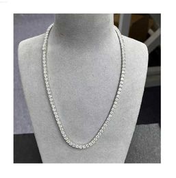 Luxury Vvs Moissanite Diamond Tennis Chain 4mm 18 Inches Necklace Silver Plated Jewelry Chain