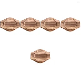 Table Mats 5 Count Stone Bowl Mat Wood Stand Multi-function Casserole Holder Desktop Wooden Base Household