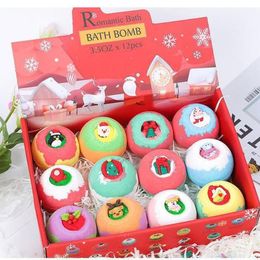 Bath Bath Bomb Ball Set 100g*12 Pcs Dried Flower Mixed Color Essential Oil Bath Ball Mixed Color Floating Ball Bath Salt Ball Bomb