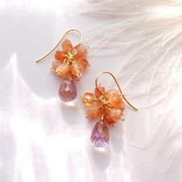 Dangle Earrings Lii Ji Ametrine Golden Strawberry Quartz Mini 925 Sterling Silver Gold Natural Stone Jewellery For Women Girls Gift