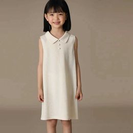 Girl's Dresses 4-16 Kids Summer Dress Children Polo Collar Casual Girl Knit Solid Cute Tank for Girls Toddler Clothing