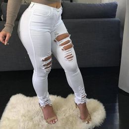 Jeans Women Skinny Sexy Ripped Jeans High Waist Hip Lift Cotton Stretch Street Fashion Jeans Ripped Skinny Jeans for Teen Girls