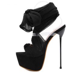 Woman Sandals 2023 Summer Rome Ladies Lace-up Thin High Heels Open Toe Party Gladiator Ankle Strap Fashion Platform Shoe Black 230511