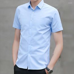 Men's Casual Shirts Dress Shirt Man Plain For Office Business Formal Clothing Short Sleeve Blouses Men Original Designer Luxury S Tops