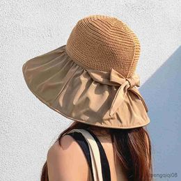 Wide Brim Hats Fashion Cool Summer Sun Hat Solid Colour for Women Anti Sunscreen Bucket Female Protection Outdoor Beach Cap R230607