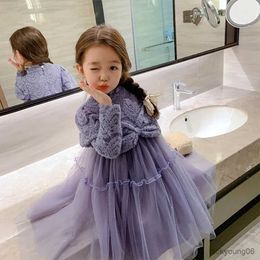 Girl's Dresses Kids Winter Velvet for Girls Purple Long Sleeve Princess Dress with Bow 2-10Years Children Clothing Toddler Warm R230607