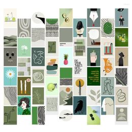 Wall Stickers 50Pcs Abstract Plant Green Impression Artsy Series Postcard Po Props Diy Collocation Decorative Colour Card