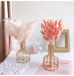 Decorative Flowers 1Set Flower Vaas Arrangement Strain Luxe Gold Make Up Table Garden Home Decoration Accessories Artificial