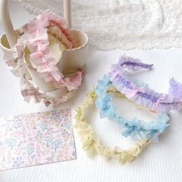 2023 New Korean Fashion Children's Hairband Hair Accessories Sweet Girl Princess Pleated Mesh Bow Headband Headwear