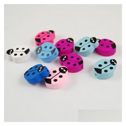 Wood 200Pcs 7 Colours 20X14Mm One Face Printed Ladybug Wooden Beads Charms Bead Jewellery Accessories For Kids Toy Diy Making Dr Dh98O