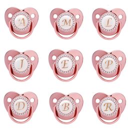 Baby Teethers Toys Name Initial Letters Pacifier born Baby Girls Boys Bling Rose Gold Silicone Pacifiers BPA Free Toddler Infant Dummy Nipple 230606