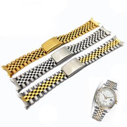 13mm 17mm 20mm Watch band Pure Solid Stainless Steel Two Tone Hollow Curved End Solid Screw Links Watchband Strap for Rolex Old St255c