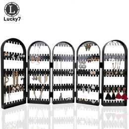 Jewellery Boxes 120/180/240/360holes Plastic Clear Earrings Studs Display Rack Folding Screen Earring Jewellery Display Stand Holder Storage Box 230606