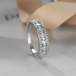 Wedding Rings Vintage Small Stone Engagement For Women Silver Colour White Zircon Stacking Bands Promise Ring Jewellery