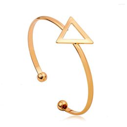 Bangle Hollow Triangle Simple Silver Plated Golden Black Opening Adjustable Metallic Bracelets & Bangles For Women