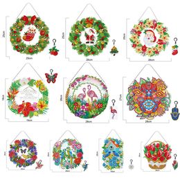 Stitch Diy flowers wreath for window decoration with LED acrylic diamond wreath for door hanging Christmas decorative wreaths Gifts