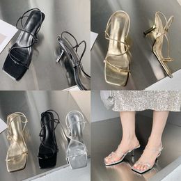 Summer Sandals Street Style Open Toe Women Fashion Thin Low Heels Narrow Band Slip-on Wedding Party Ladies Shoes 230511