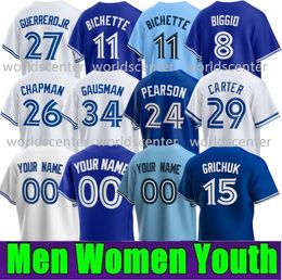 Mens women youth Vladimir Guerrero Jr. 11 Bo Bichette 27 4 George Springer ed kids blue white red Baseball Jerseys