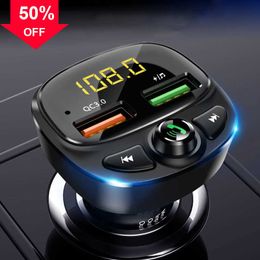 New QC 3.0 Dual USB Fast Charger Car Bluetooth-compatible 5.0 Fm Transmitter MP3 Player Car Kit TF Card Adapter Handsfree Calling