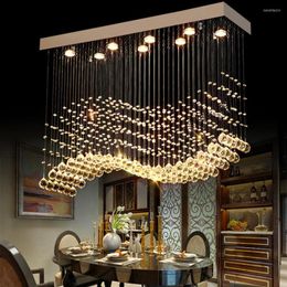 Pendant Lamps Rectangle Crystal Lamp Dining Room Light Individuality Brief Modern Bar Counter Restaurant