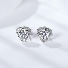 Stud Earrings ZYLIFELOVE-Fashion 925 Sterling Silver Moissanite Heart Women's Plating Diamond Party