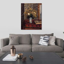 Impressionist Canvas Art Vase of Flowers Handmade Camille Pissarro Painting Landscape Artwork Modern Living Room Decor