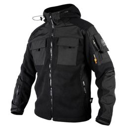 Men's Jackets Military Style Tactical Stand up Collar Fleece Soft Shell Stitching Hoodie Jacket Combat 230607