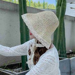Wide Brim Hats Summer Ladies Bucket Sun Folding Handmade Crochet Hat Women's Up Out Outdoor Holiday Beach Cap R230607