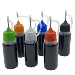 5pcs 10ml Squeeze Empty Black PE Dropper Bottles With Needle Caps Plastic E Liquid Bottle TDQP