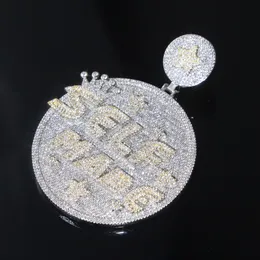 New fashion Self Made Letter Iced Out Pendant for Men Bling Cubic Zirconia Cz Charm Gold Plated Hip Hop men Jewelry