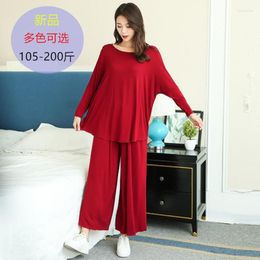 Women's Sleepwear 6511-10Modal Pajamas For Women Summer Thin Long Sleeve With Extra Fat And Loose 100kg MM Home Clothes Suit