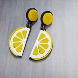 Stud Earrings Summer Fashion Style Candy Acrylic Fruit Lemon Slice