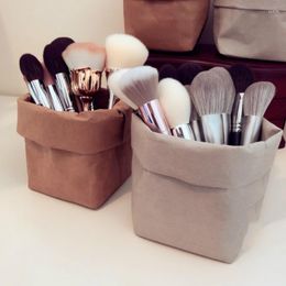 Storage Bags Washable Kraft Paper Bag Makeup Brush Case Jewelry Miscellaneous Desk Organizer Living Room Home Decor