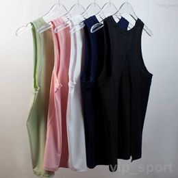 LU 정렬 LU Women Yoga Vest Sports Smock Girl 보디 빌딩 운동 커버 피트니스 요가 탑 달리기 먼지 코트 레이디 섹시한 빠른 건조 슬림 탱크 야외 단색