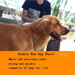 Collars Metal Dog Chain Stainless Steel Pet Training Collar Threerow Chain For Large Dogs Collars Pitbull Bulldog Rottweiler Doberman